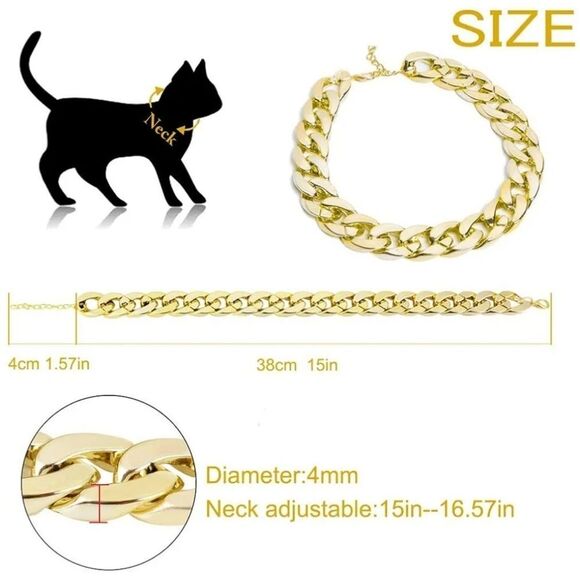📷🔹️🐈‍⬛Gold Time Chain & Sunglasses Cat/Dog Set - Picture 8 of 9